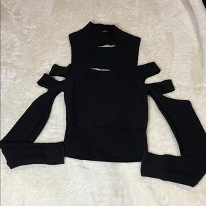 Black Cut-Out Long Sleeve Top